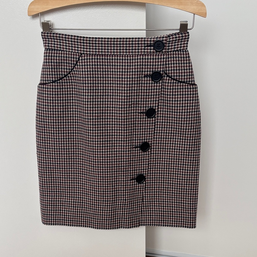 Maje Houndstooth Button-Front Pencil Skirt -Size 36